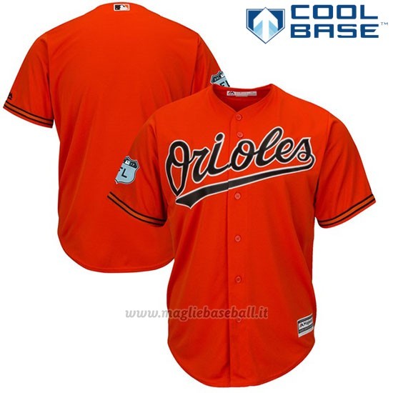 Maglia Baseball Uomo Baltimore Orioles Arancione 2017 Allenamento Primaverile Cool Base